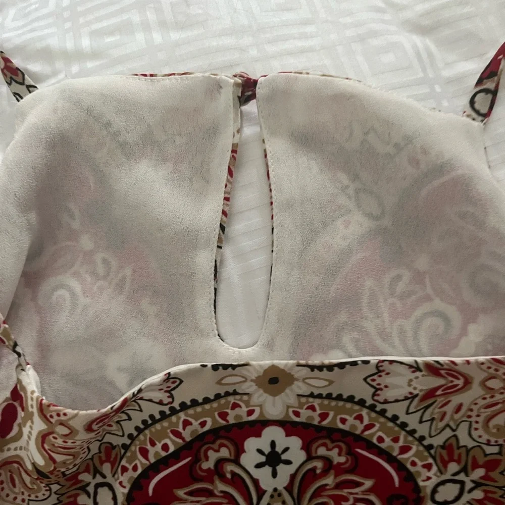 INC International Concepts Red and White Floral Blouse - Picture 4 of 8